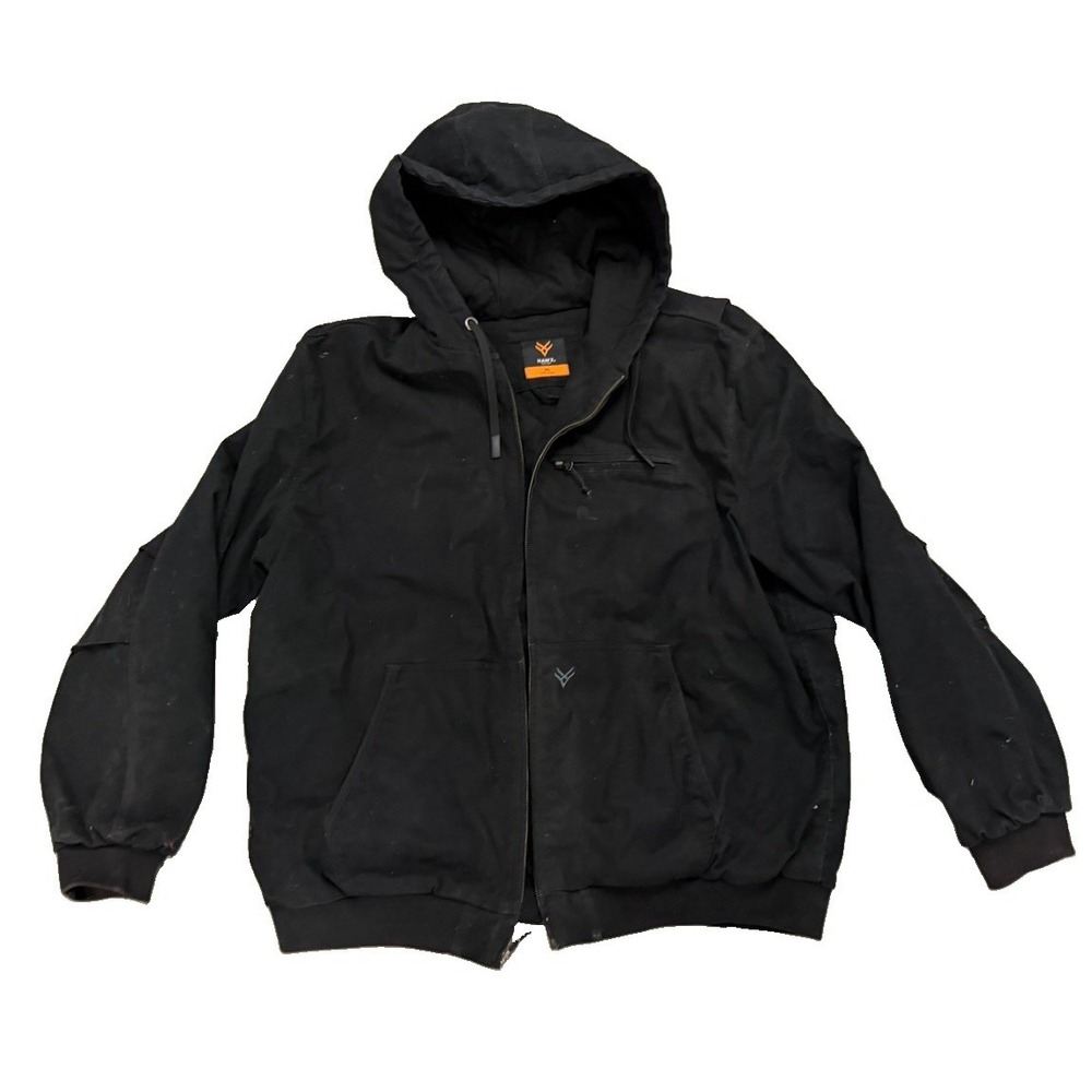 HAWX Work Gear Mens 3XL Black Hooded Work Jacket Full Zip Utility Workwear